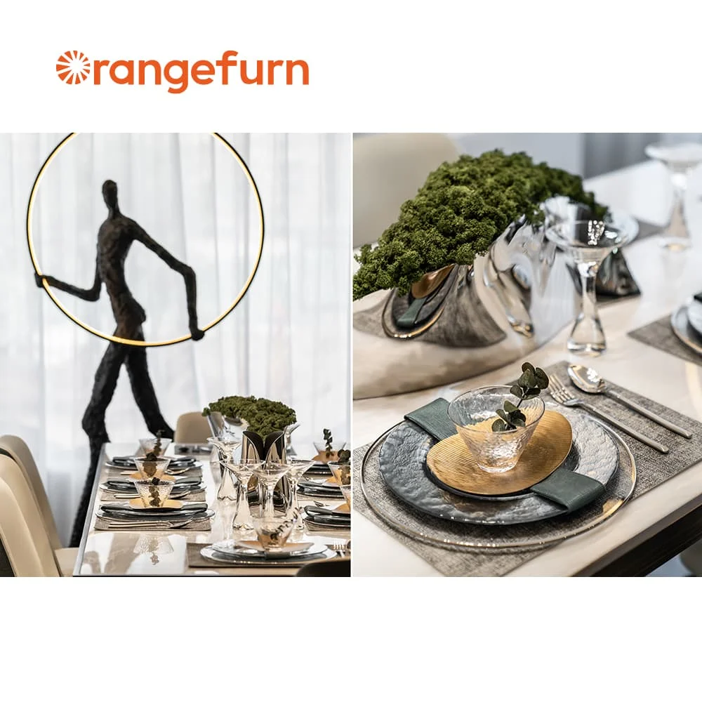 Домашний бар и столовая мебель Orangefurn, кожаный стул с квадратным Деревянным каркасом, мраморный стол