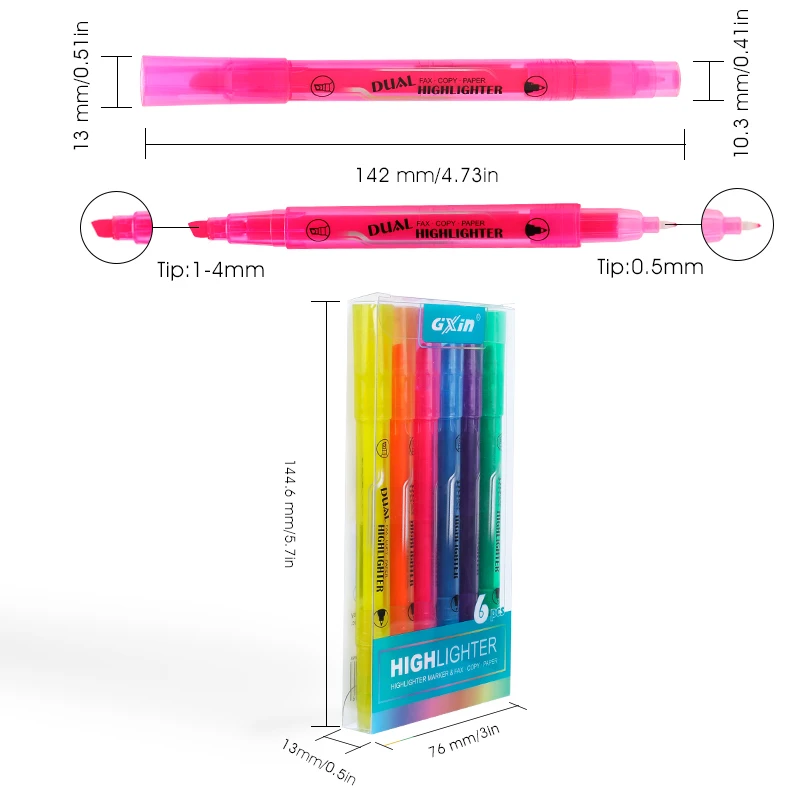 Сделать G-319 персонализированные ярких цветов, 6 шт. Маркер ручки возможна печать по желанию заказчика флуоресцентные маркеры для детей