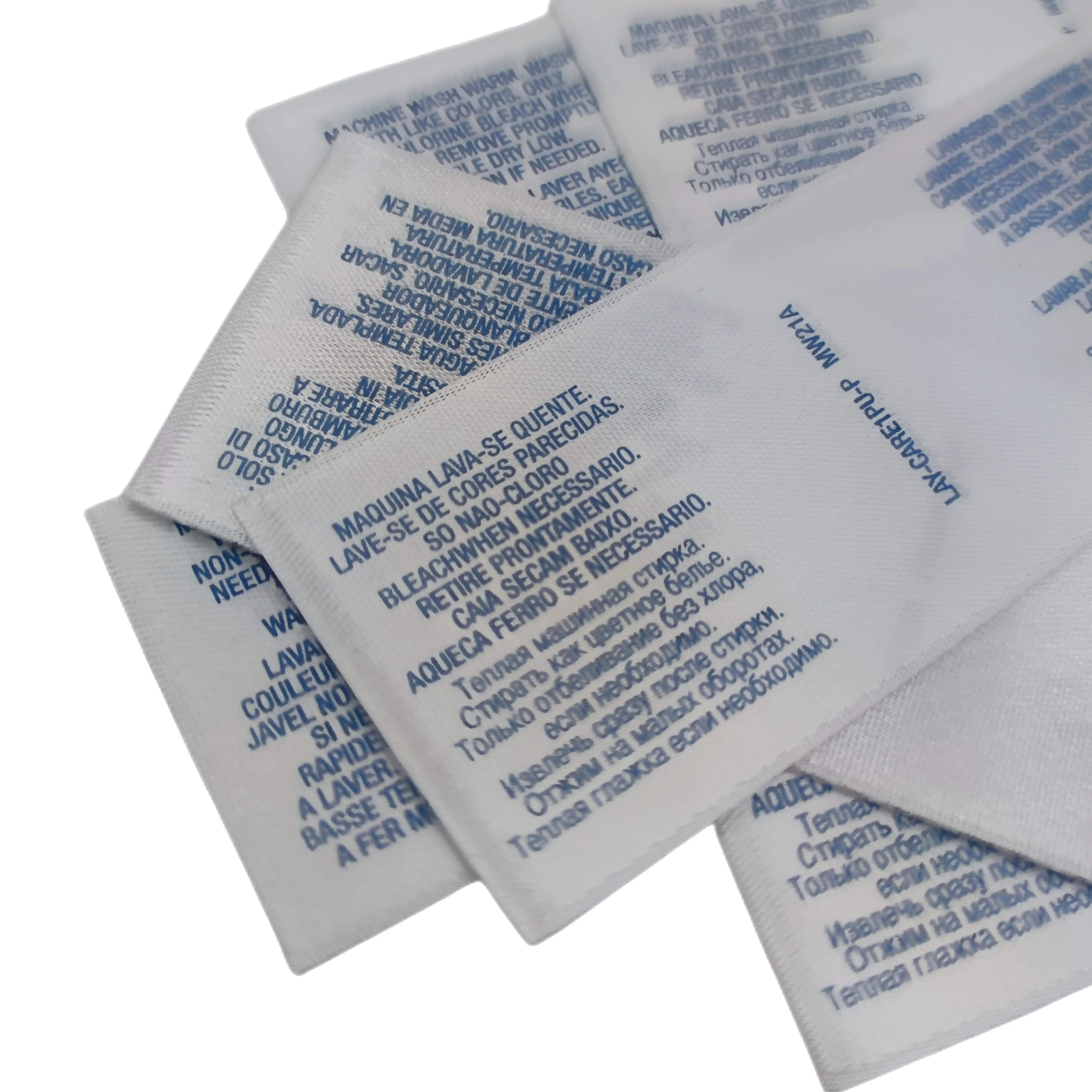 Center Fold Double Side Logo Print  Fabric Wash Care Label Maker For Clothing