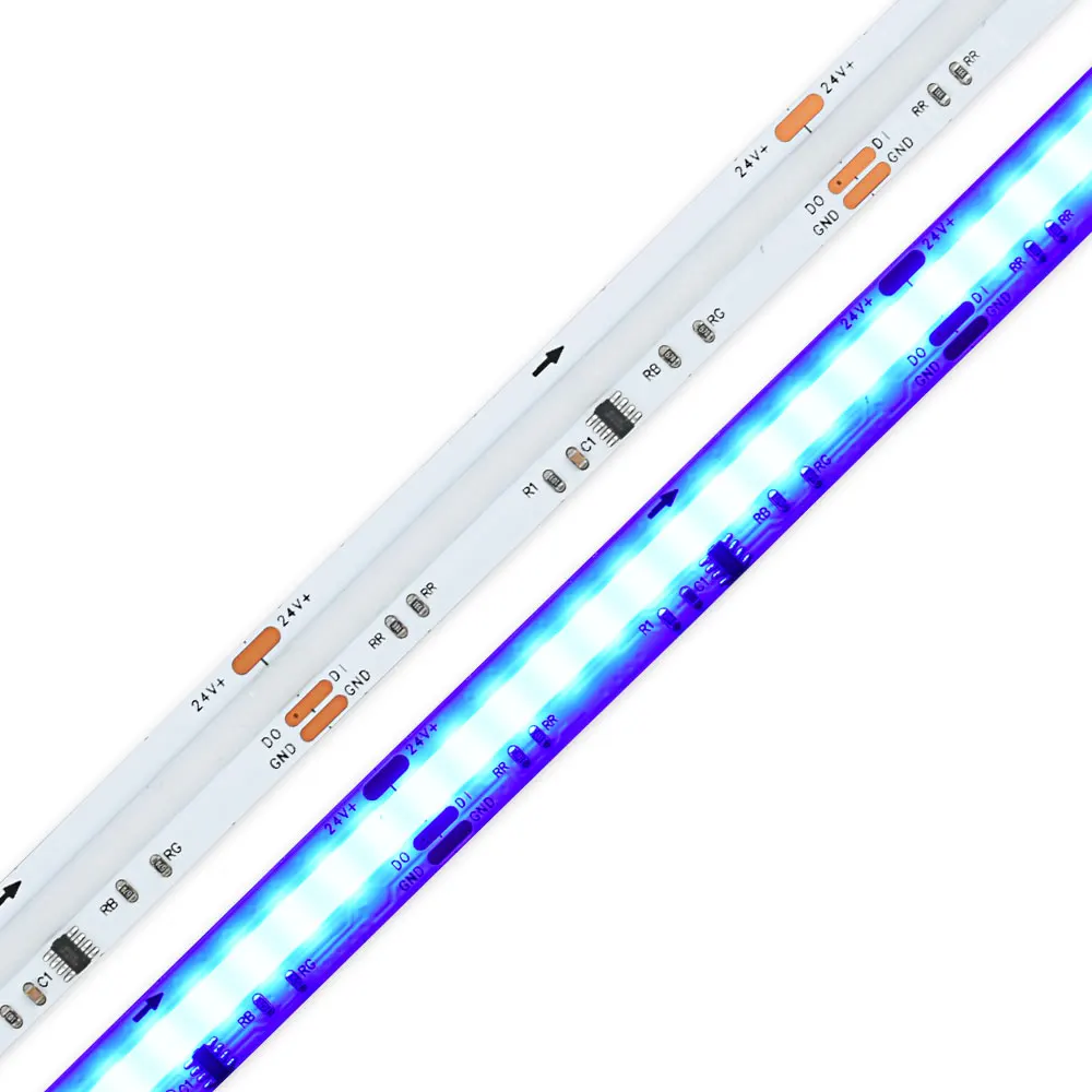 DC24V WS2811IC 576LEDS/M Pixel RGB COB LED Strip Color Flowing Strip Light Multicolor Flexible Tape Light for DIY Decoration