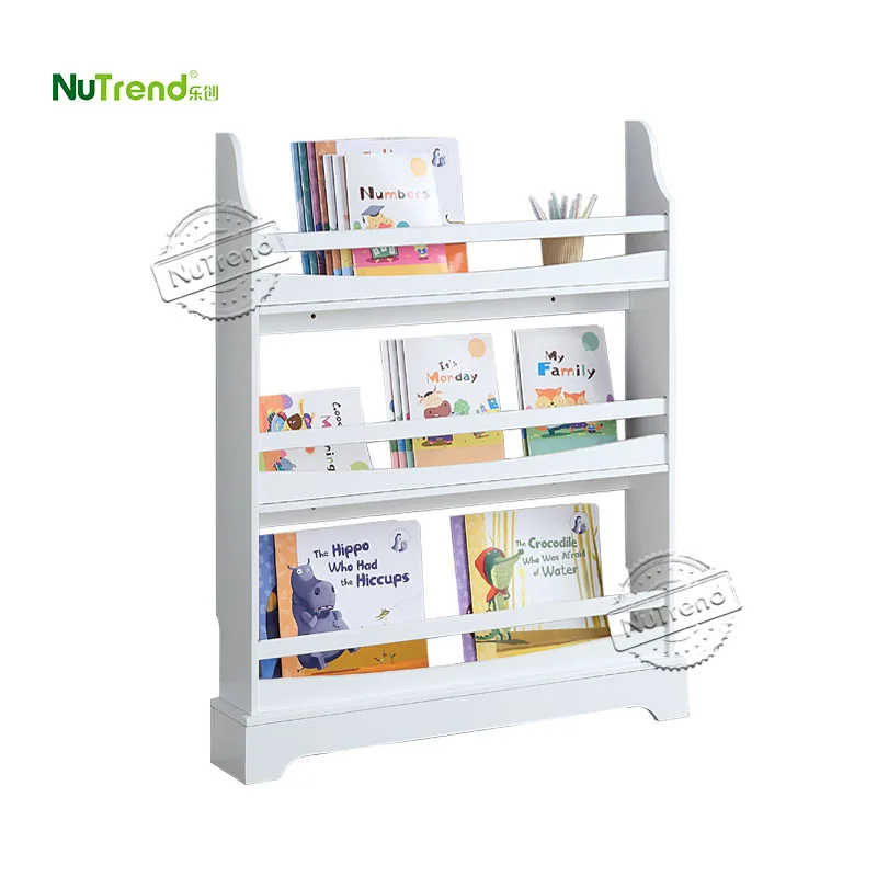 White Modern MDF Wood Magazine Rack Bookcase Organizer Kids Book Shelf Storage