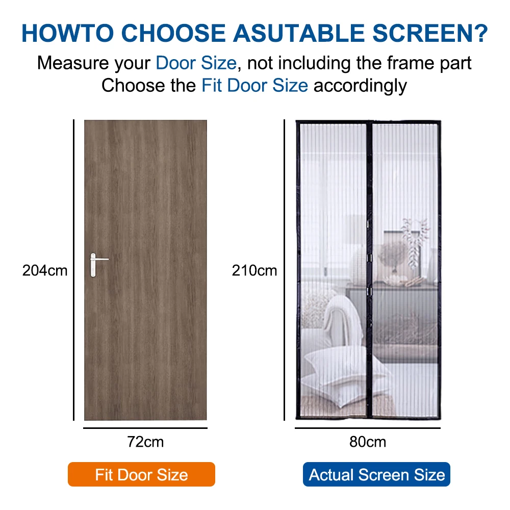 Magnetic Screen Door Curtain Anti-Mosquito Net Fly Insect Screen Mesh Automatic Closing Door Screen Magic  Magnetic Door Curtain
