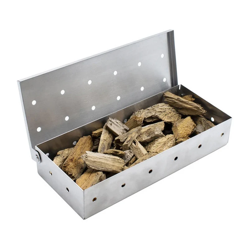 Washable Foldable Wood Chip Thicker Stainless Steel Barbecue Meat BBQ Smoking Smoker Box