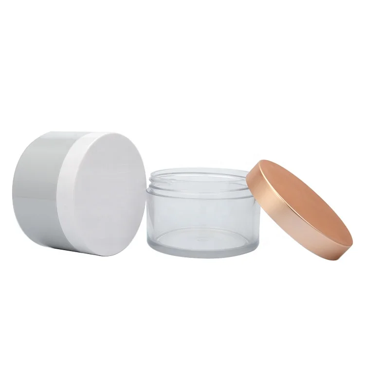 wholesale skincare packaging hair gel clear pet gold lid powder 200ml body mask jar  plastic face empty 200ml 6oz hair mask jars