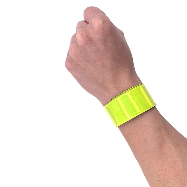 High visibility dual custom reflective strip elastic wristband for walking