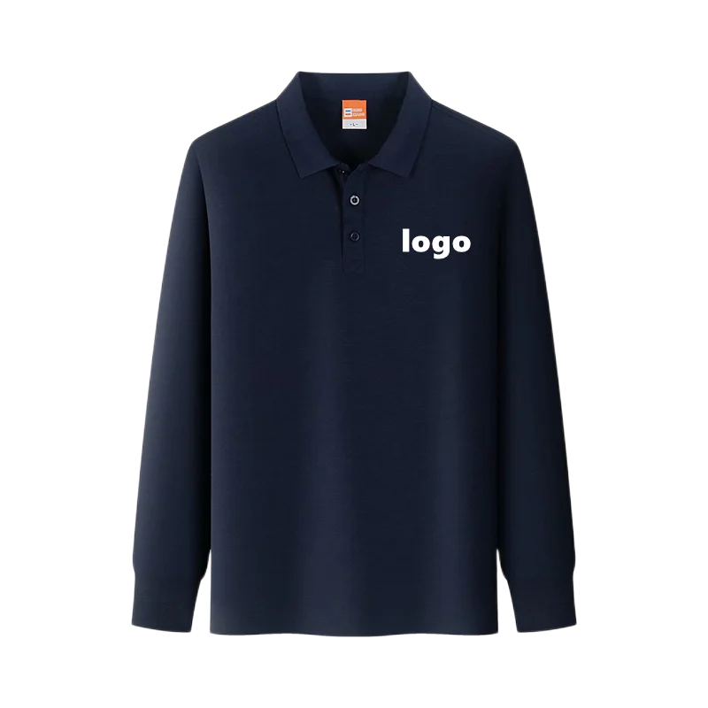 220gsm 35% cotton 65% polyester long sleeve unisex polo shirt plain black long sleeve polo shirt