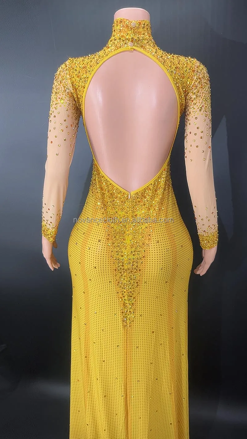 NOVANCE Y2378-E latest summer dresses sparkling golden diamonds formal party evening dresses stretchy empire wedding gown