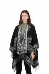 Knitted Multiple Sweet Colors Shawl Fabric Winter Fall Poncho Cashmere Women Winter Poncho