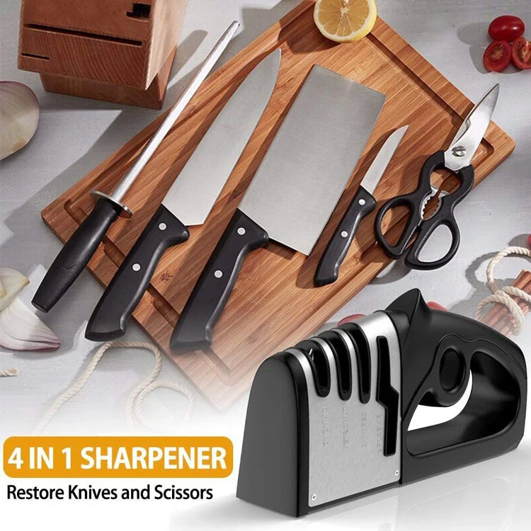 Hot Selling Kitchen Sharpener And Scissors Diamond Steel Sharpener Knife Black Knife Sharpener