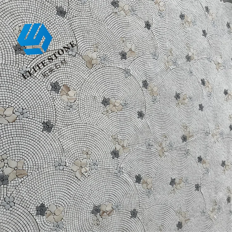 mosaic tile for kitchen and bathroom wall tile Black and white mixed color mosaic tile Water jet stone mosaic