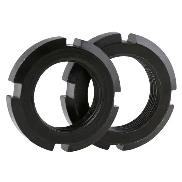 Best Selling Nut Carbon Steel Slotted Round Nuts din981 KM Black Oxide Round Lock Nut DIN 981