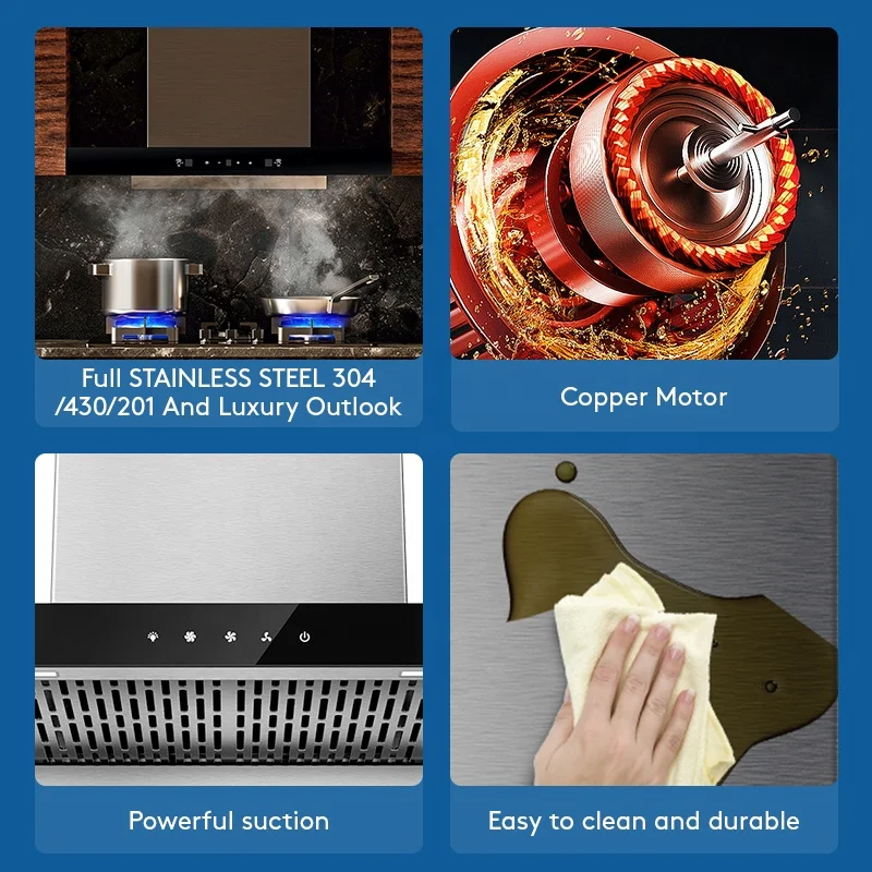 30-дюймовая нержавеющая сталь с сенсорным управлением для коммерческих ресторанов Вытяжная дымоходная
