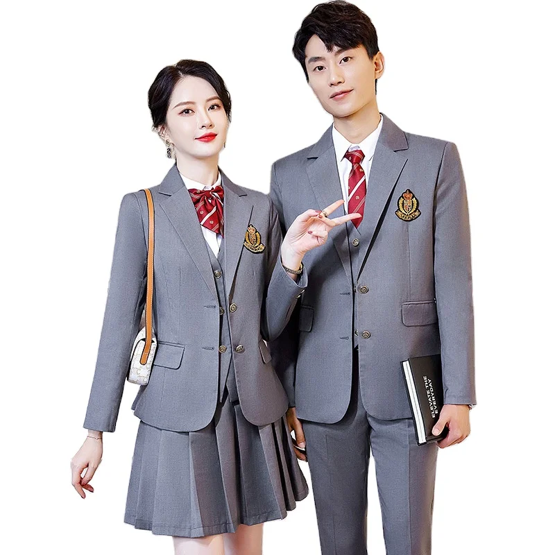 European and American style tuxedo school suit navy formal coat pant vest 3 piece school blazer clothes