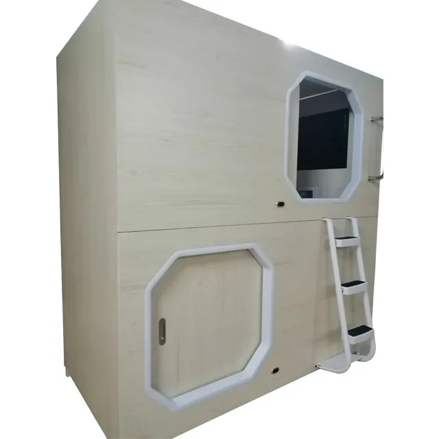 Newest Space Wooden Capsule Hotel Bedroom Sets Horizontal Curtain Type Sleeping Capsule Sleeping Pod Hotel