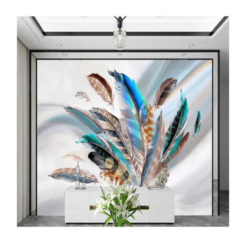 Hot selling modern living room creative art home decor 3d sticker pvc wall paper roll mural wallpaper