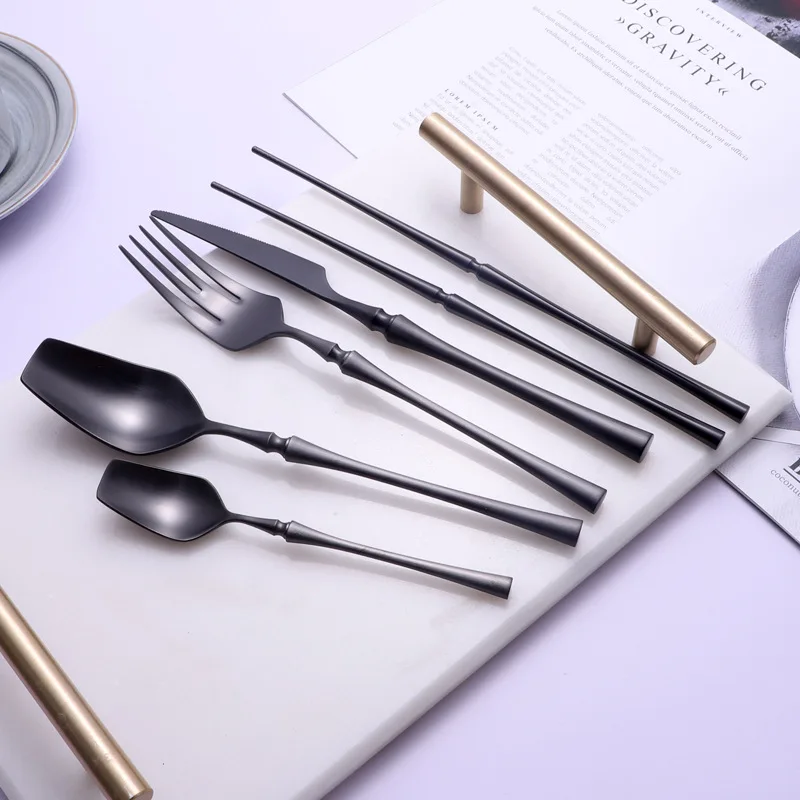 Nordic high quality stainless steel Black flatware, matte Black cuttlery cutlery set spoon fork knife