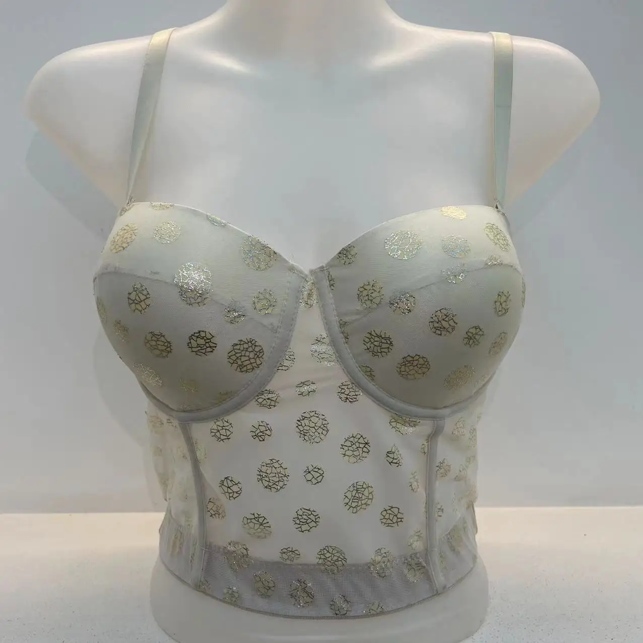 Polka Dot Print Factory Spot Wholesale Tights French Floral Print Shaper Bustier Corset Bra Top Corsets Femme Korset Per Femra