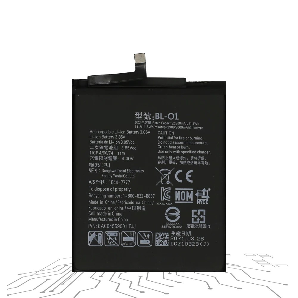 Original Rechargeable Battery BL-O1 for LG K20 2019 K8 + LM-X120EMW 3000mAh 3.84V