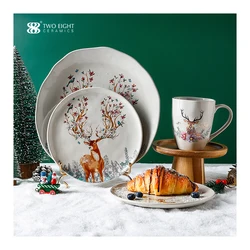 Best-selling Party Christmas Ceramic Plates porcelain coffee mugs Tableware Crockery Dinner sets dinnerware