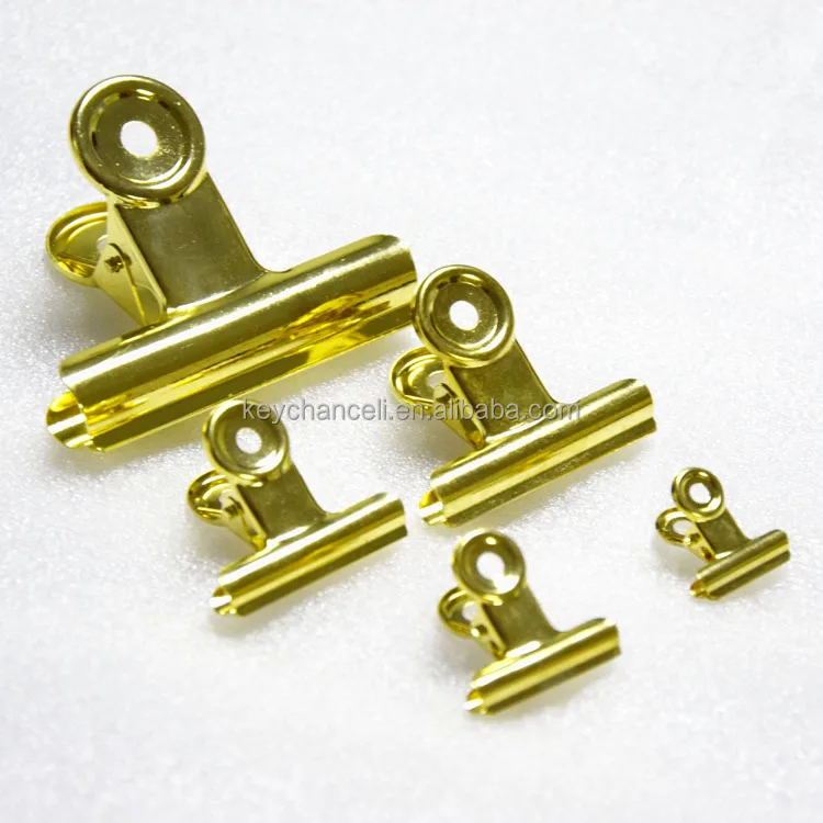differen sizes gold round head paper clip metal bulldog clip