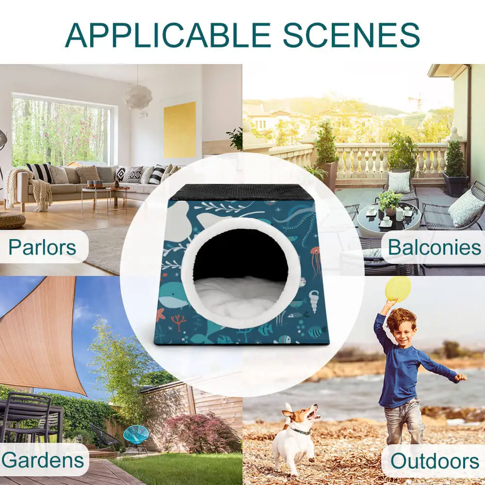 Капсулы из ткани Оксфорд с принтом на заказ, полузакрытые моющиеся мягкие пушистые съемные кошачьи кровати с тремя видами, гнездо для домашних животных