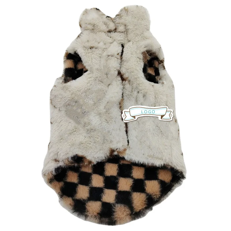 Designer Pet Dog Double-sided Fur Vest Fashion Brand French Bulldog Two-legged Apparel Sleeveless Coat Clothing