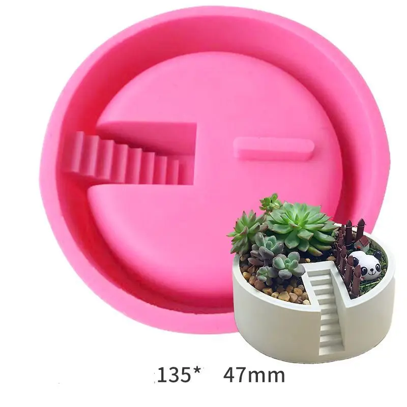 New Design Terrace Potting  Flower Pot Crystal 3d Diy Baking Decorating Craft  Silicone Succulent Clay Soap Cake Molds