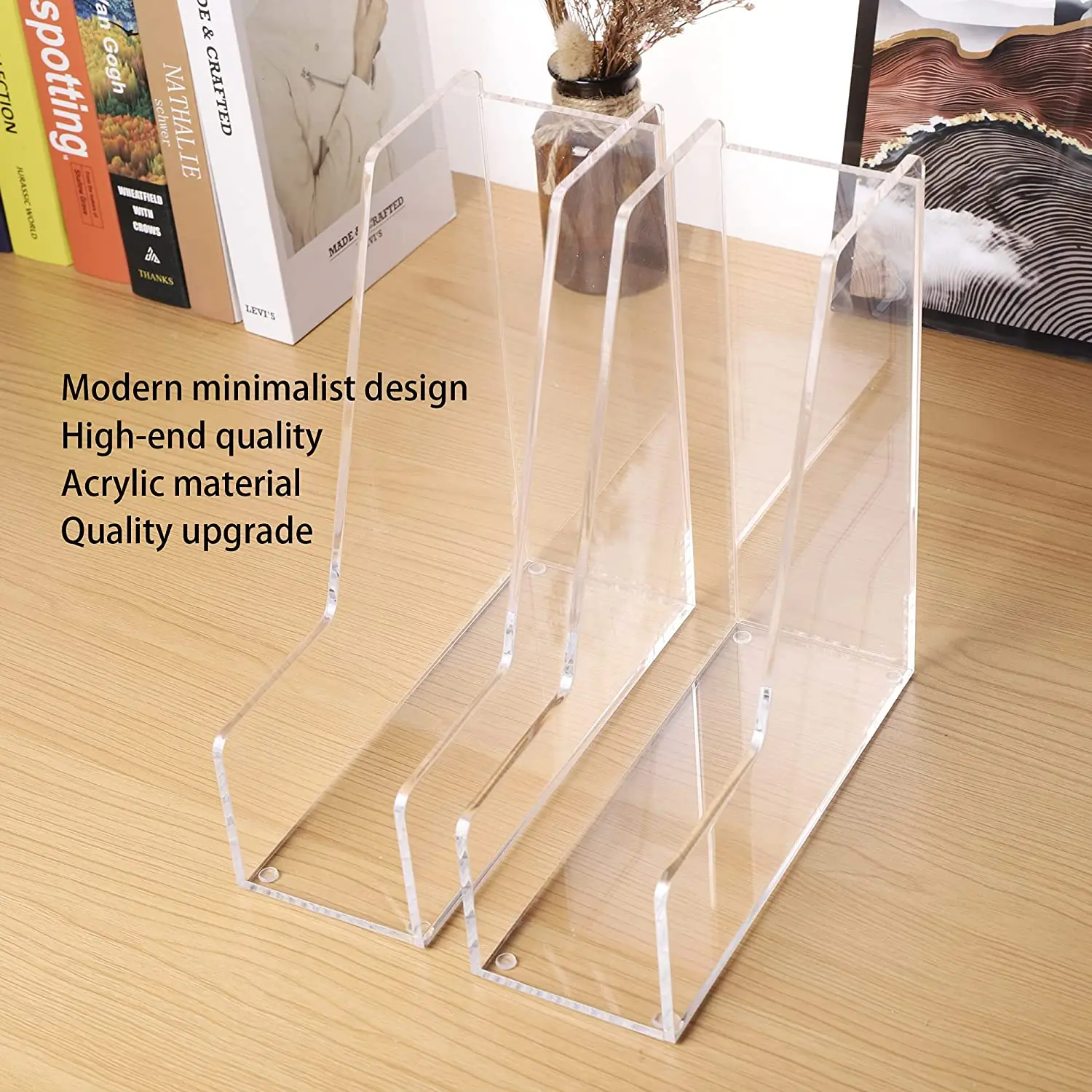 Magazine Holder Clear Acrylic Office Organization Book Rack for Desk File Organizers and Accessories