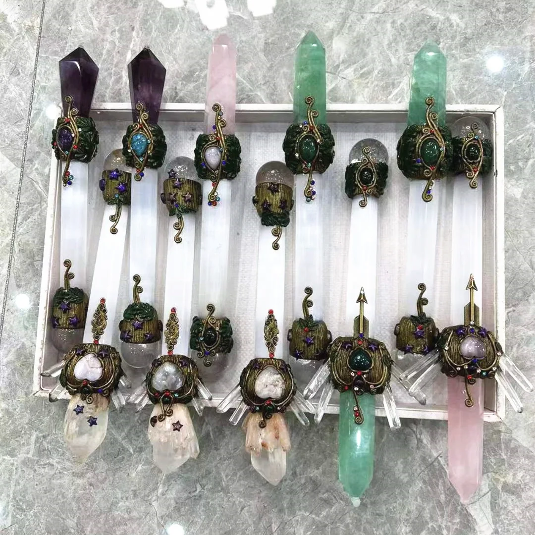Wholesale Crystal Gemstone Healing Wands Polished Energy Magic Wand Crystal