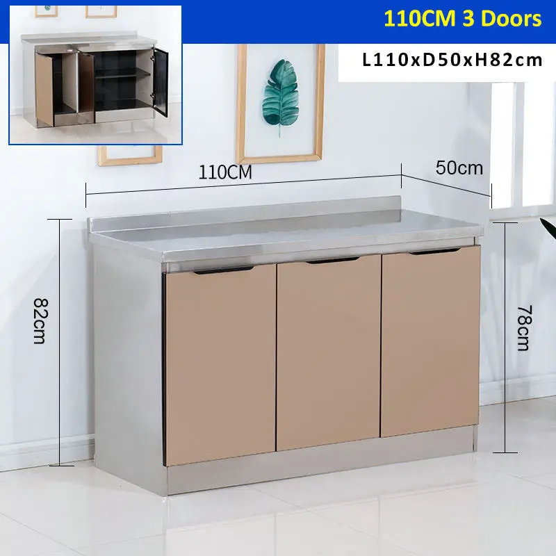 Customized Solid Wood Multi-Layer Board Moisture-Proof And Mold Resistant SUS304 Counter Top Open Type Kitchen Cabinet