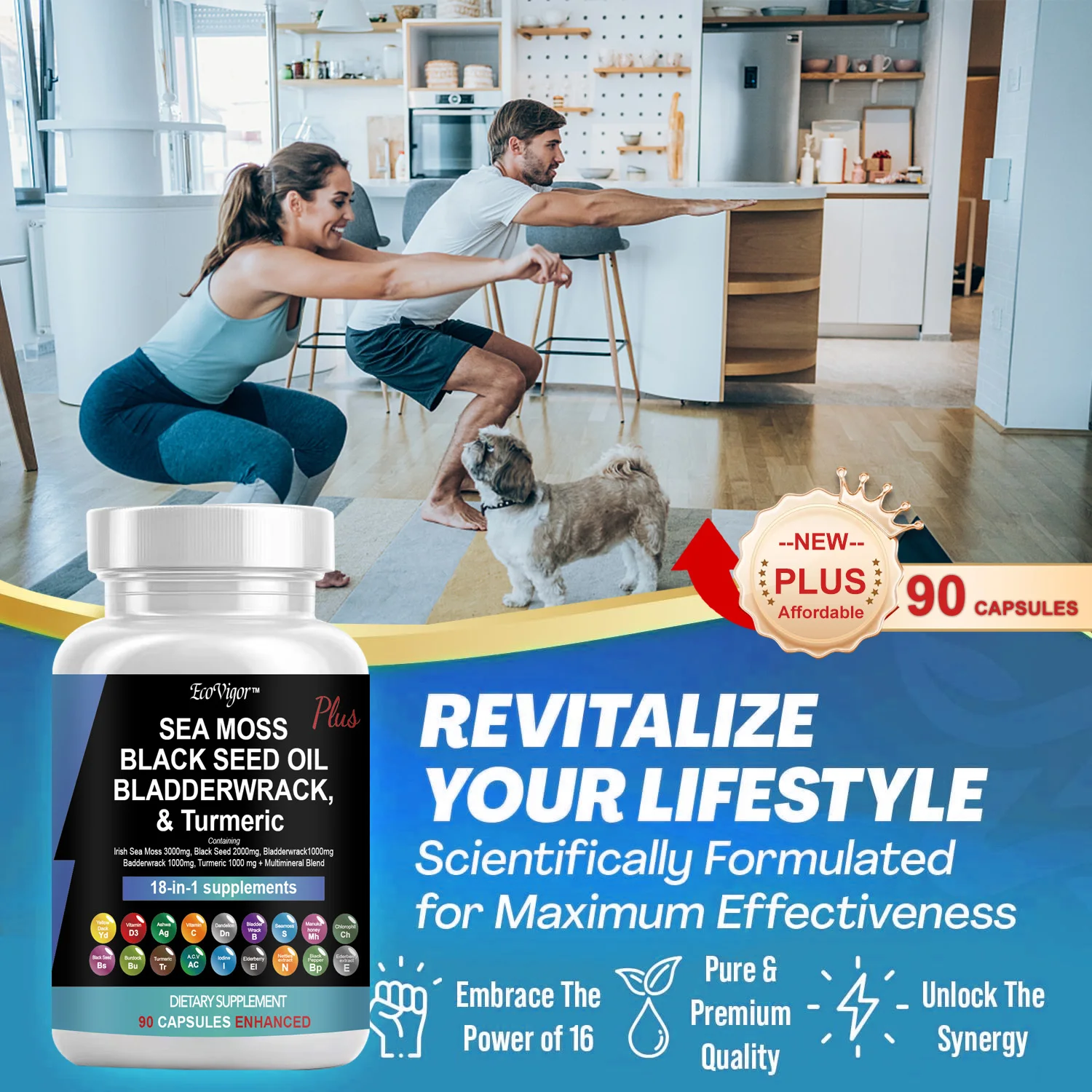 Black Seed Oil  Bladder Wrack  Turmeric 18-in-1 Supplements Joint Support  Sea Moss Capsule