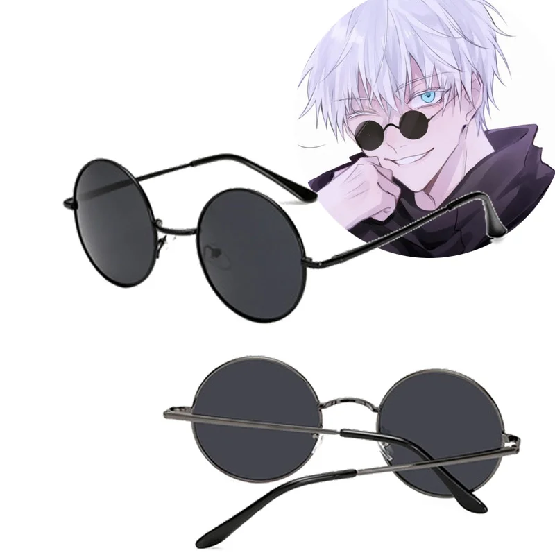 Anime Jujutsu Kaisen Gojo Satoru Black Round Frame Eyewear Portable Sunglasses Glasses For Men