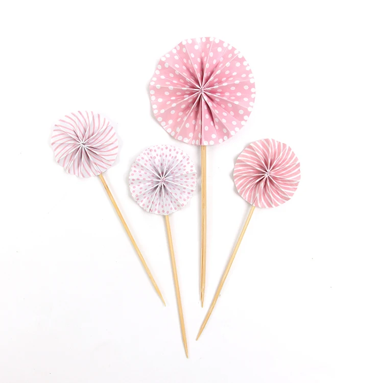 
Happy Birthday Party Maker New Origami Fan Sun Flower Cake Topper Supplies Ideas Baby Decorations 