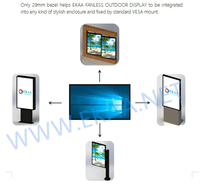 EKAA  32 inch lcd outdoor display  full hd high brightness outdoor tv for square lcd display