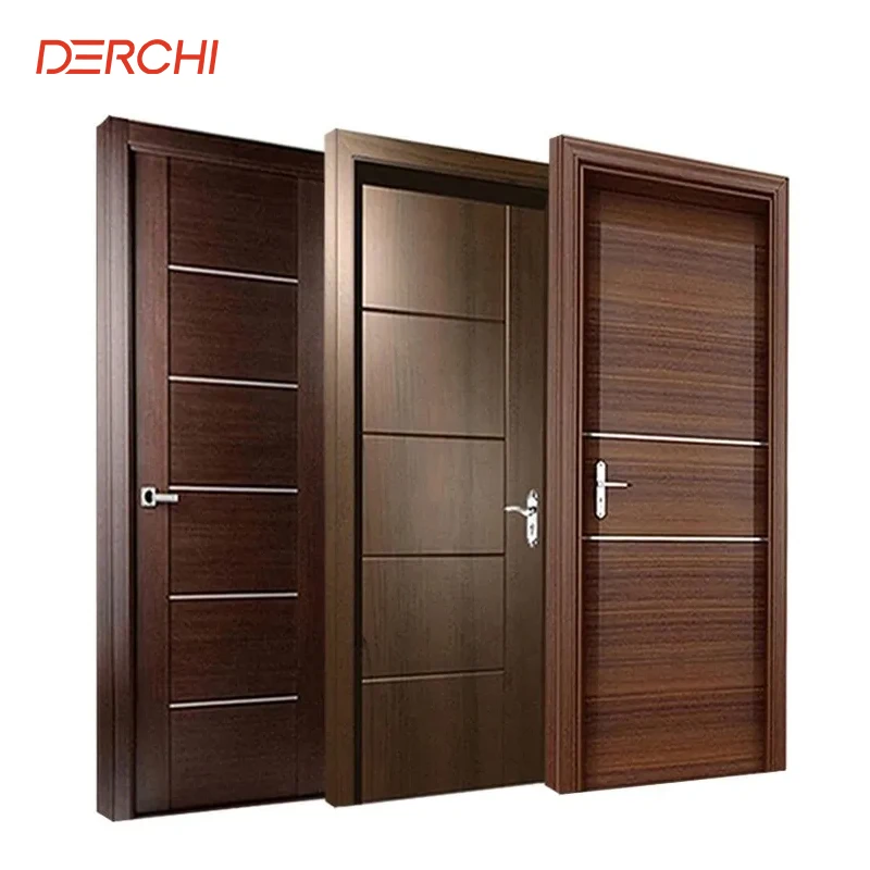 Wholesale Manufacturer Apartment MDF Interior Wood Door Bedroom Door Modern Interior Solid Wooden Room Door