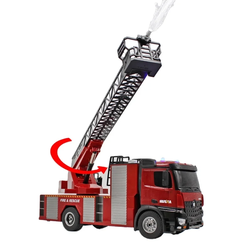 Water Spray Big 60cm 1:14 Scale 22CH Simulation Sound Light 1561 RC Fire Truck Toys With Ladder