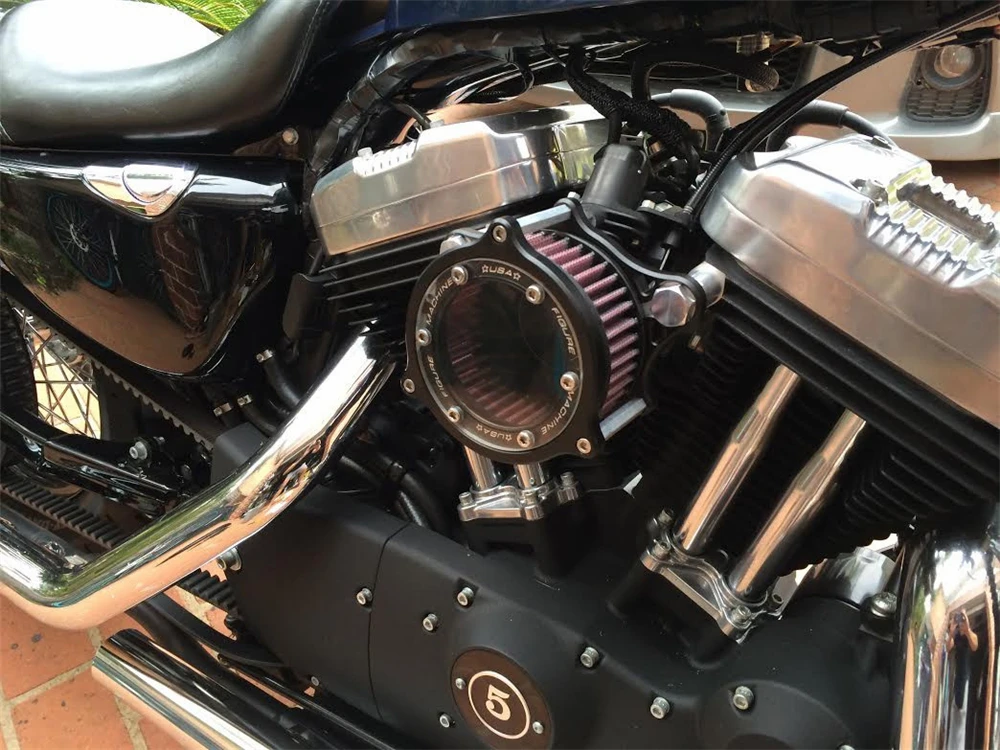 Motorcycle modified CNC aluminum vintage air intake filter cleaner for Harley Sportster XL 883 1200 XL883 XL1200 48 X48 72 04-16