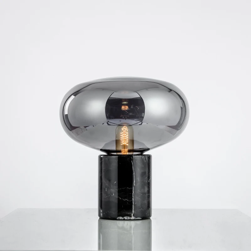 
Nordic Modern Design Marble Glass Cognac Smoke Gray Small Decorative Creative Bedside Table Lamp Light for Bedroom Living Room 