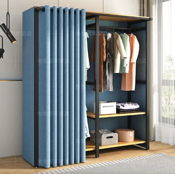 Simple wardrobe strong and durable household thickened zipper fully closed cloth wardrobe