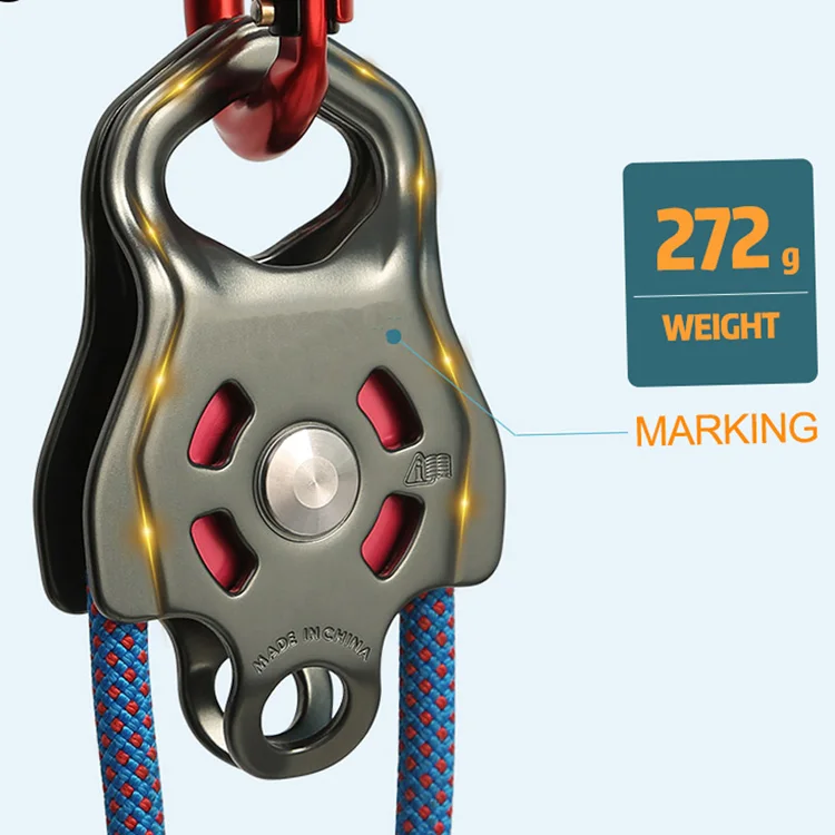 7075 Aluminium Large Single Rescue Traversing Lifting Climbing Pulley with Ball Bearing