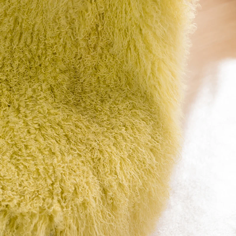 long natural curly hair mongolian lamb fur carpet Tibet skin rugs and carpets