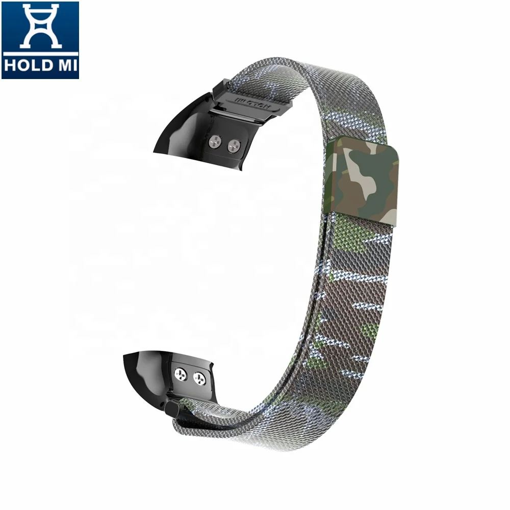 Customized HOLDMI 7084 series Green Camouflage color SS milanese strap band for HUAWEI band 4