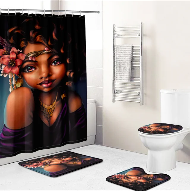 
Fashion brand logo design 3d customer print shower curtain Modern bathroom set for bathroom 