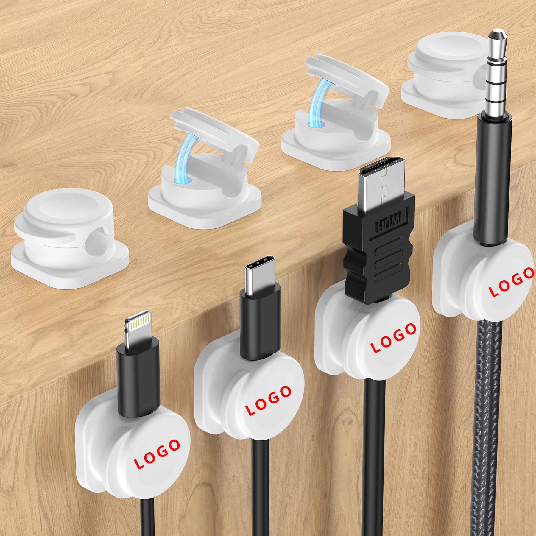 Under Desk 6 Pack Magnetic Cable Management Smooth Adjustable Clips Cord Holder For Home Office Desk Phone Desktop Nightstand