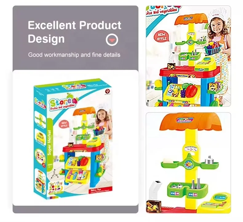 Simulation pretend play game supermarket cash register toy for kids