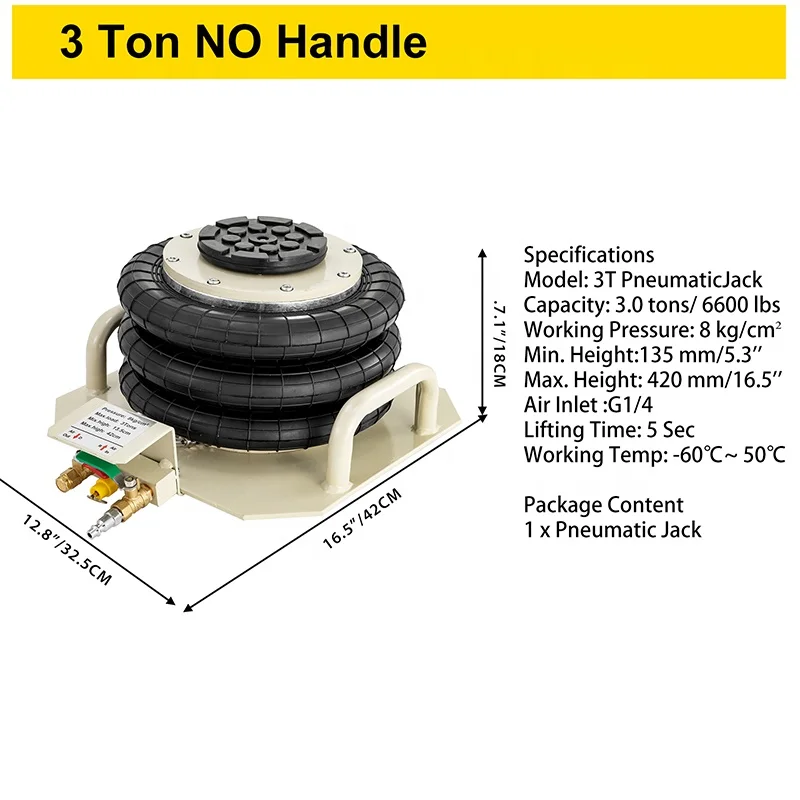 3T Long Handle Pneumatic Automobile Lift jack Three Layer Thickening Horizontal Inflatable Lifting Jack For Auto Repair Tools