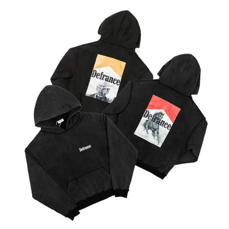 wholesale hoodie washed vintage cotton  men washing hoodie set heavy acid oversized  vintage washed hoodie