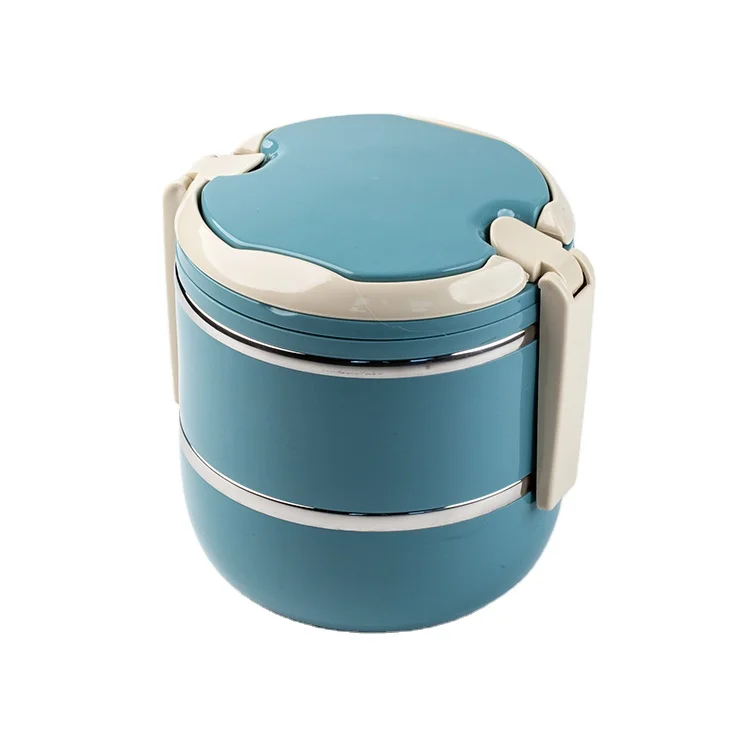 2700ml stainless steel Insulated 2 layer bento lunch box round thermal containers for kids packing food