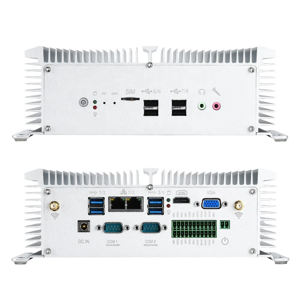 Mini PC Eanless Design Industrial Computer i5 8250U i7 7500U Dual Net Dual Serial GPIO LVDS HD High Definition Industrial Comput