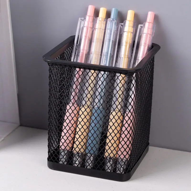 Bview Art Pen Holder Cup for Desk Black Colored Wire Mesh Pencil Cup Holder for Desk Office Pen Organizer